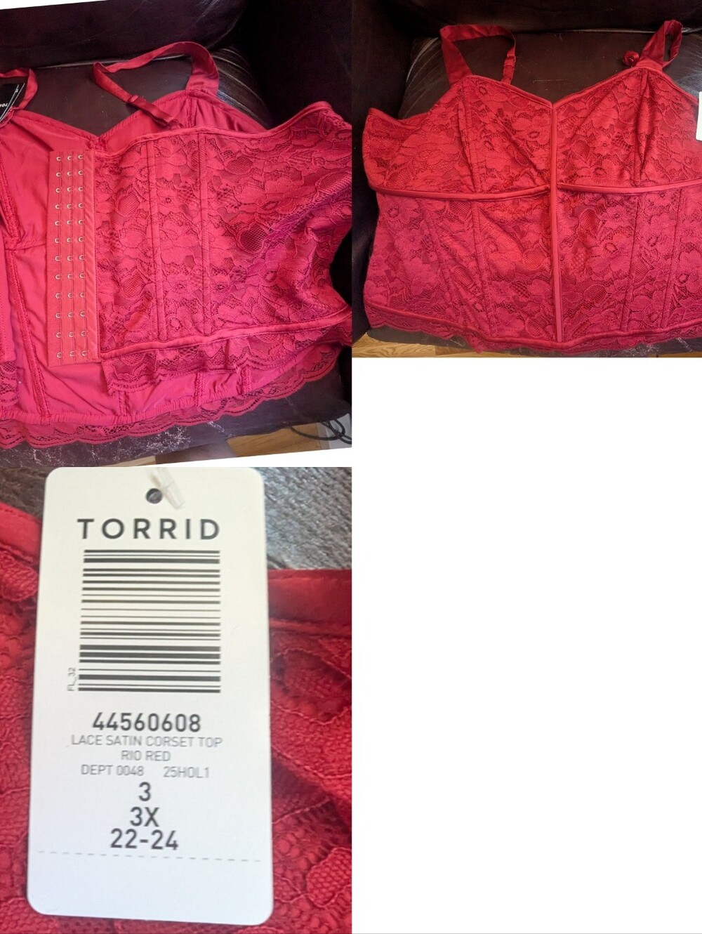 torrid Rio Red Lace Satin Corset Top